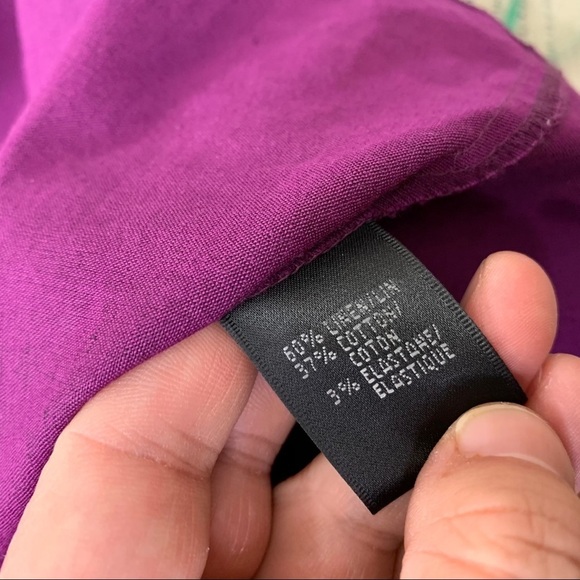 Lafayette 148 Purple Shirt Dress Linen Blend Dress - Picture 7 of 9